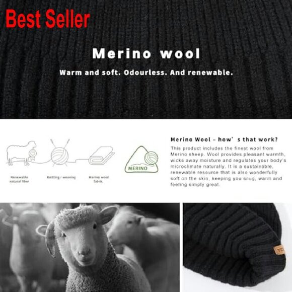 Merino Wool Fisherman Beanie Knit Skull Cap Cuffed Winter Hat Unisex main image 6